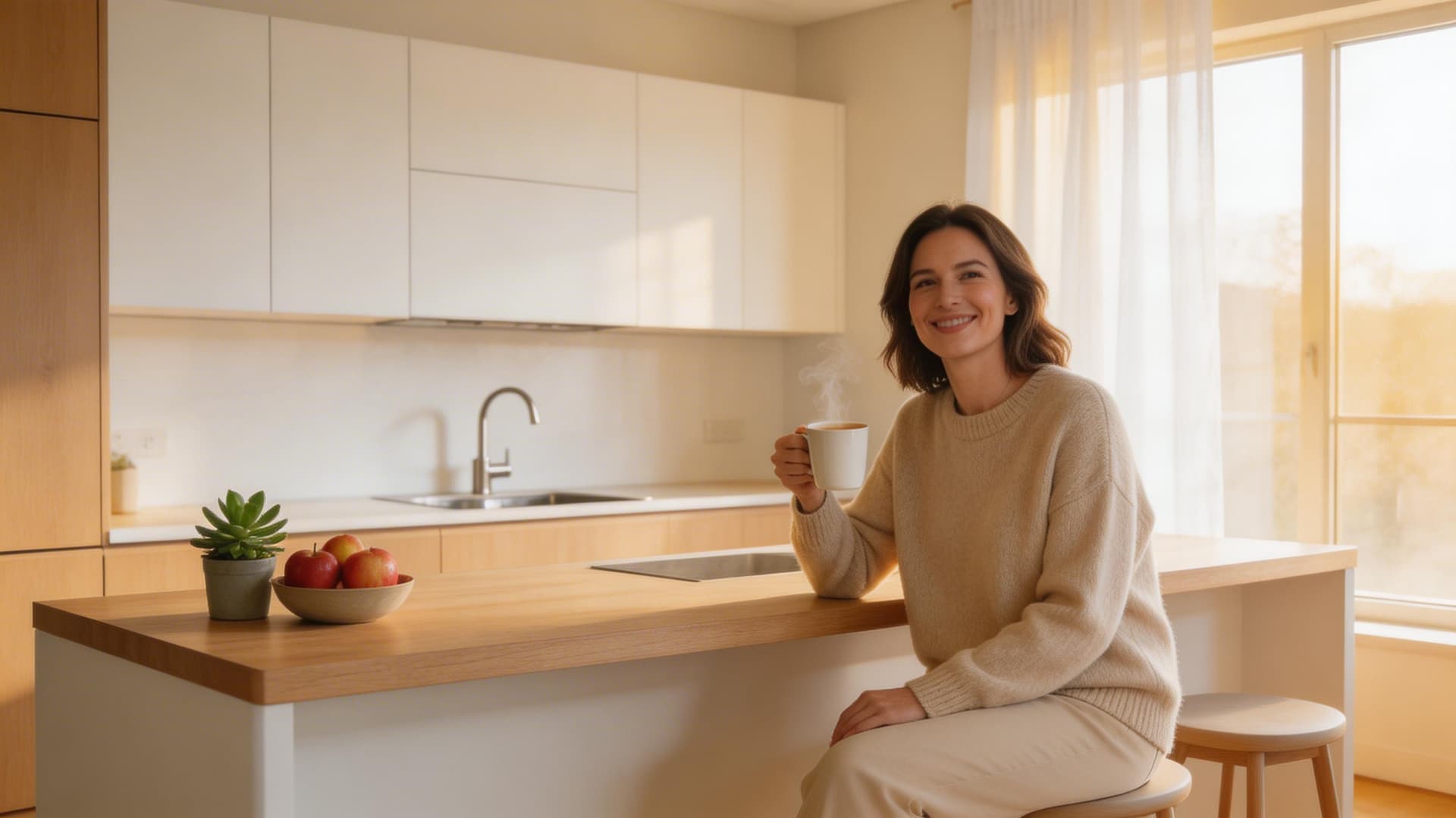 Mutlu musteri yenilenenmis mutfaginda