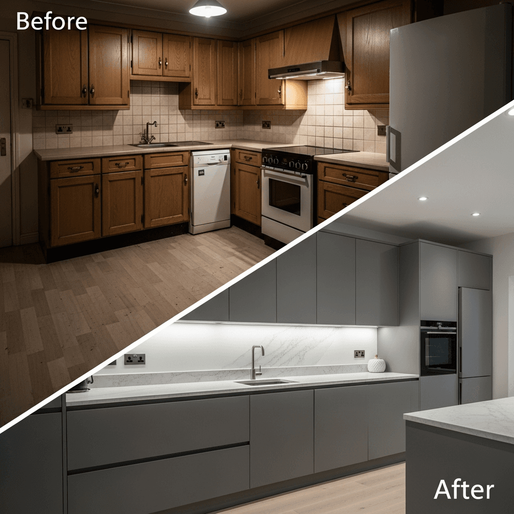 Mutfak dolap kapagi before after donusumu