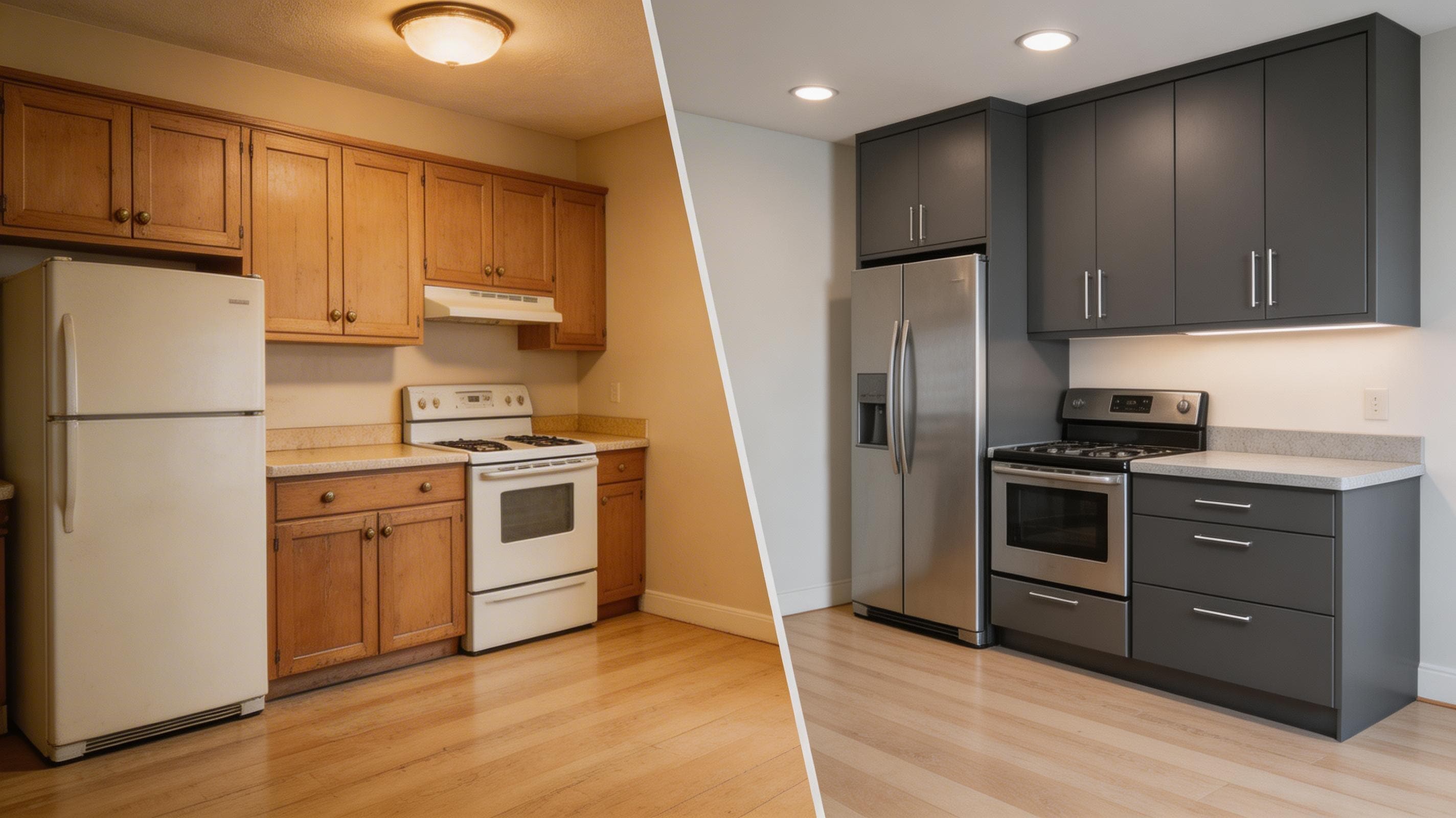 Mutfak dolabi oncesi sonrasi antrasit donusum