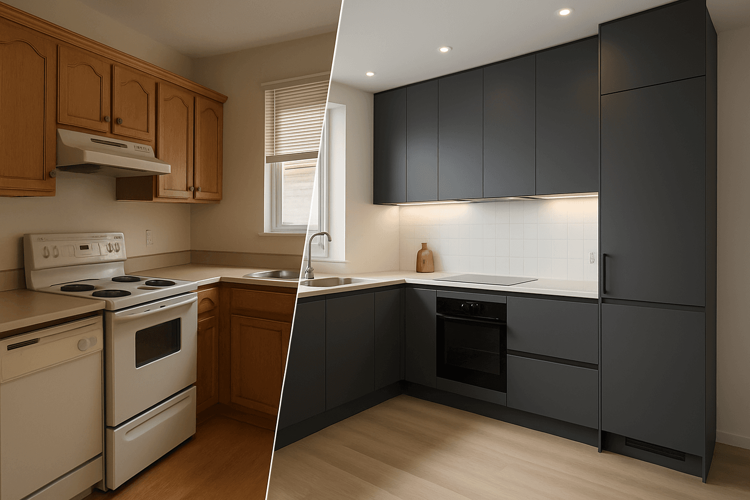 Mutfak kapak yenileme oncesi ve sonrasi